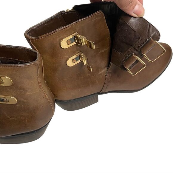 SAM EDELMAN PETER LEATHER ANKLE BOOTS BROWN - Picture 9 of 11